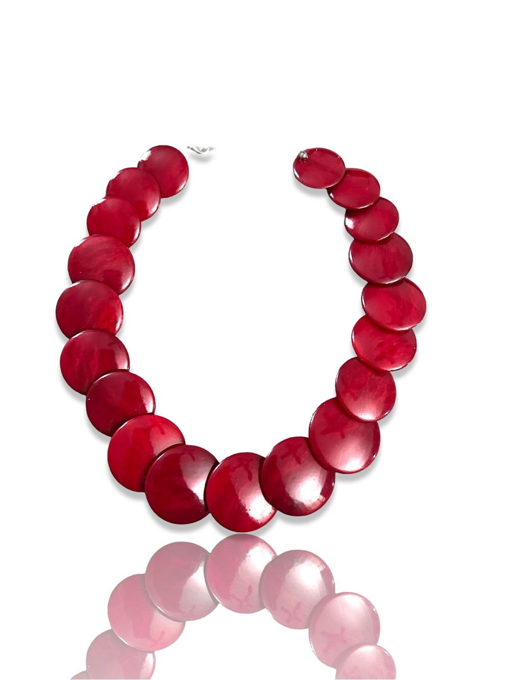 Unique Vintage 1970’s Red Disc Bib Necklace - Women Jewelry